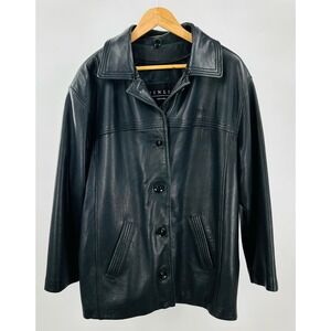 Winlit Genuine Leather Jacket Size Large Black Unisex Mens / Womens  * with Flaw